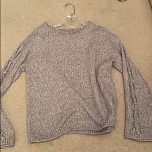 Grey braided sleeve sweater